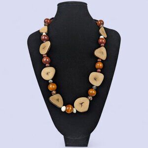 Vintage Tagua Nut & Pearl Beaded Necklace